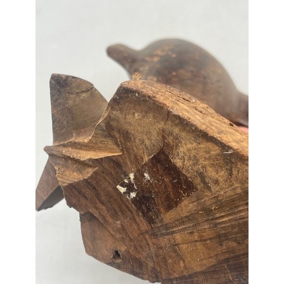 dolphin made of hand carved wood figurine statue 7" tall 3.5" wide base READ - Picture 7 of 7